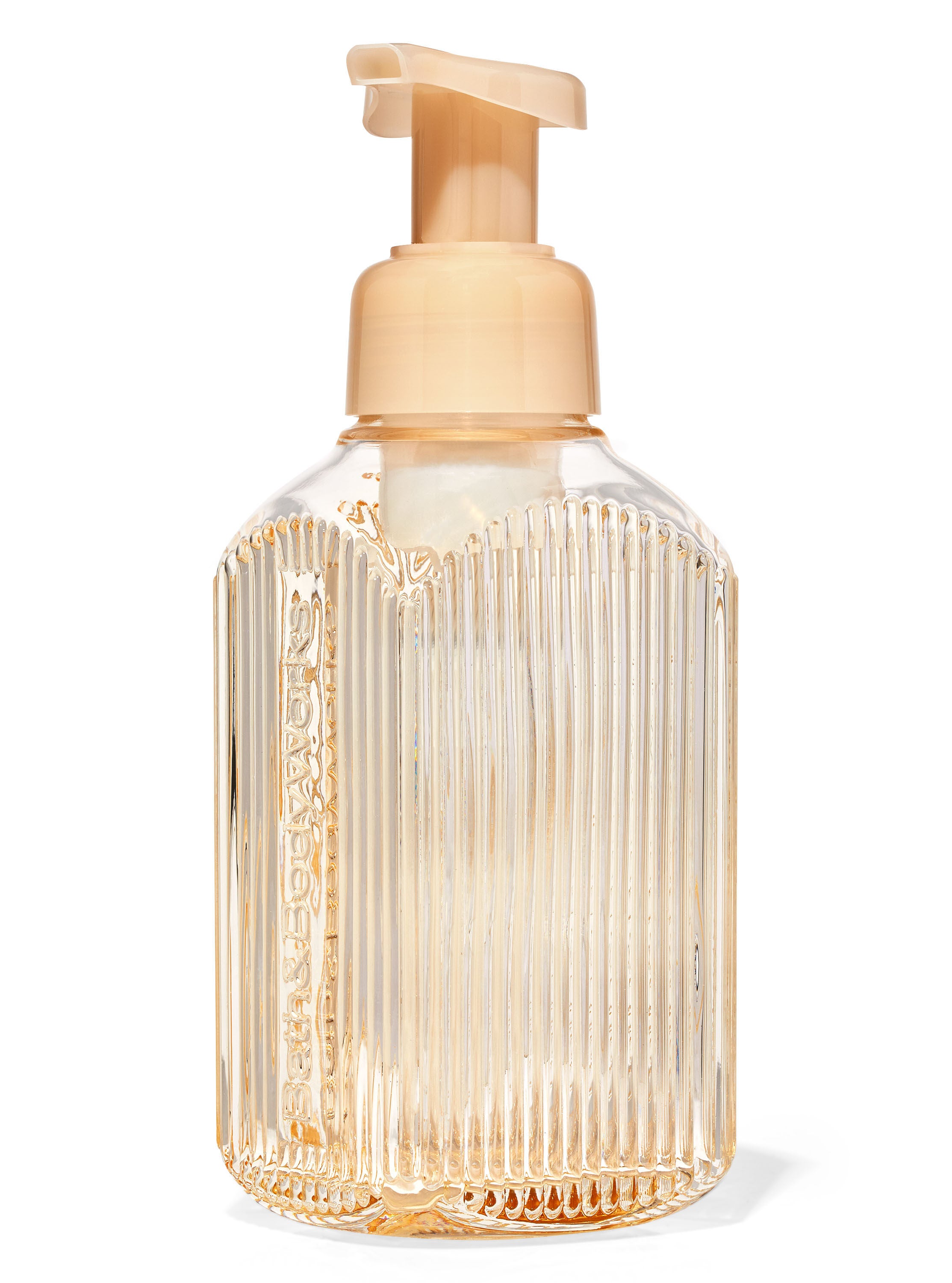 Cream Vertical Lines Gentle & Clean Foaming Hand Soap Dispenser